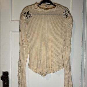 Free People High Maintenance Ballet Embroidered Cream Women's Top